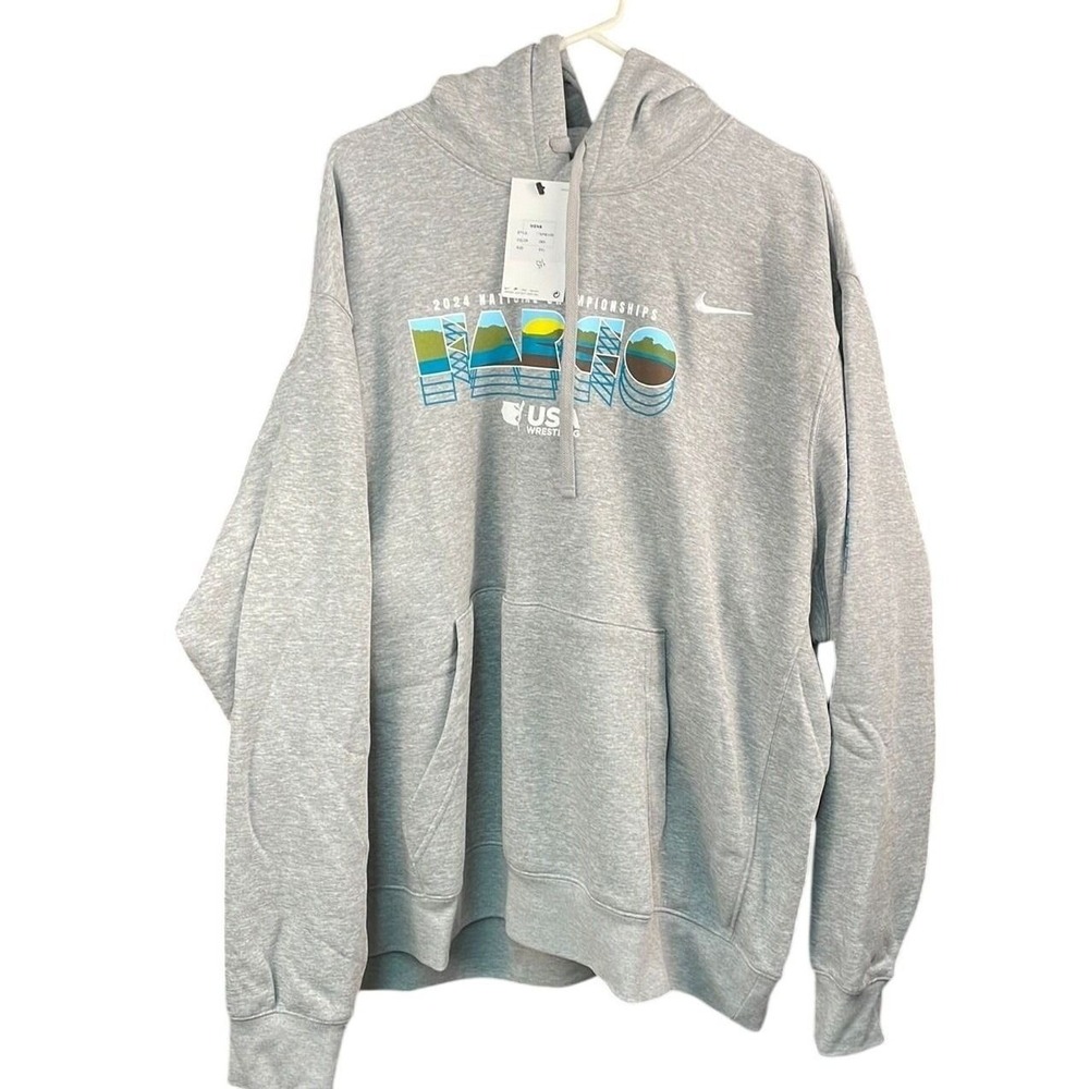Nike Hoodie Gray 2024 USA Wrestling Fargo National Championships Mens XXL - Picture 1 of 3